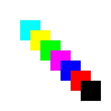 Colored squares that have been clamped to sRGB